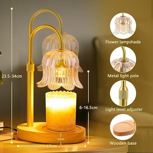 CRMILL Candle Warmer Lamp Electric Timer - Candles Warming Light Height Adjustable Dimmable Warmers Flower Lamps No Flame Heat Warm Melt Wax Jar Modern Home Decor Table Lights for Home Living Bedroom thumbnail 2