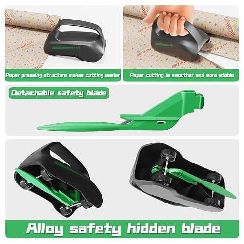 Wrapping Paper Cutter with 3 Replaceable Blades, Car Design Cutter Dispenser Tool Adapt for Any Diameter Gift Wrapping Paper Roll, Cutting Efficient Straight Easily & Safely on Halloween Christmas thumbnail 6