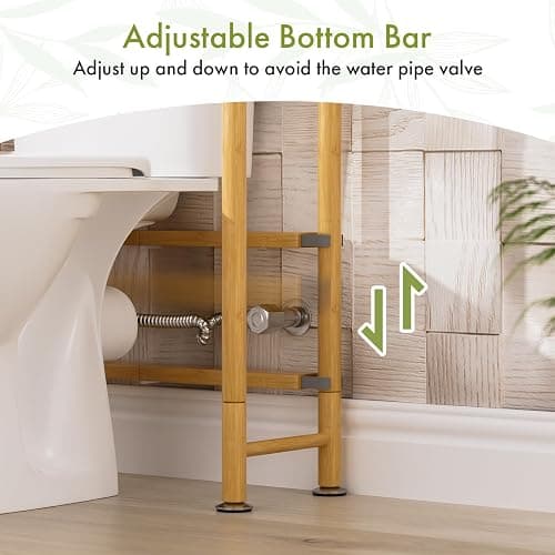 AmazerBath Over The Toilet Storage Bamboo, Bathroom Over Toilet Organizer Rack, 3-Tier Freestanding Above Toilet Shelf for Bathroom, Laundry, Space Saver, Natural Color thumbnail 8