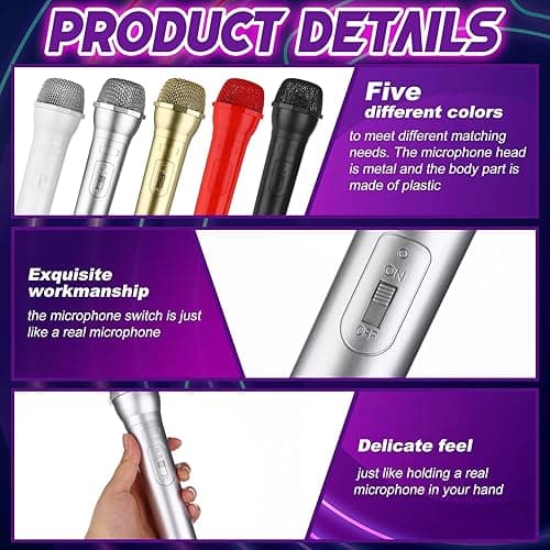 5 Pieces Microphone Prop Play Plastic Toy Microphone Fake Microphone Prop Simulate Speech Practice Plastic Microphone Plastic Fake Microphone Stage Mic Prop for Boys Girls Costume Party Favors 5 Color thumbnail 3