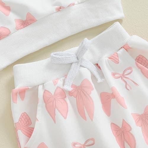 PUHHAPIEY Baby Girl Fall Winter Outfits Toddler Clothes Long Sleeve Floral Graphic Crewneck Sweatshirt + Joggers Pants Set thumbnail 5