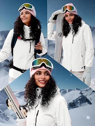 FREE SOLDIER Damen Winterjacke Wasserdicht Atmungsaktiv Warme Fleece Gefütterte Ski Jacke Outdoor Winterregenjacke mit Kapuze und Vollständig Versiegelte Nähte thumbnail 2