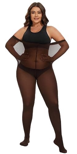 CozyWow Plus Size Tights for Women 80D Soft Solid Color Semi Opaque Pantyhose High Waist 1X 2X 3X 4X thumbnail 5