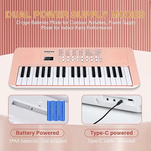 Raimy Kids Keyboard Piano with Two Speakers, 37 Keys Electric Music Instruments Piano Keyboard with Mic, Early Education Music Toddlers Children Toys Gifts for 3 4 5 6 7 8 9 10 11 12 Years Old Girls thumbnail 5
