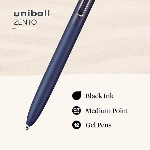 uni-ball Zento Gel Ink Rollerball Pens, 4 Black Medium Point Smooth Writing Pens, Colored Japanese Pens, Muted Colors thumbnail 3