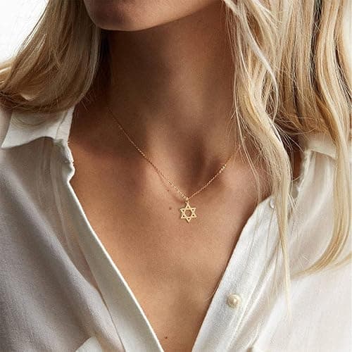 ASCOMY Dainty Gold Pendant Necklace 14k Gold Plated Delicate Tiny Love Heart Star CZ Leaf Pendant Necklace Simple Necklaces Everyday Jewelry for Women thumbnail 3