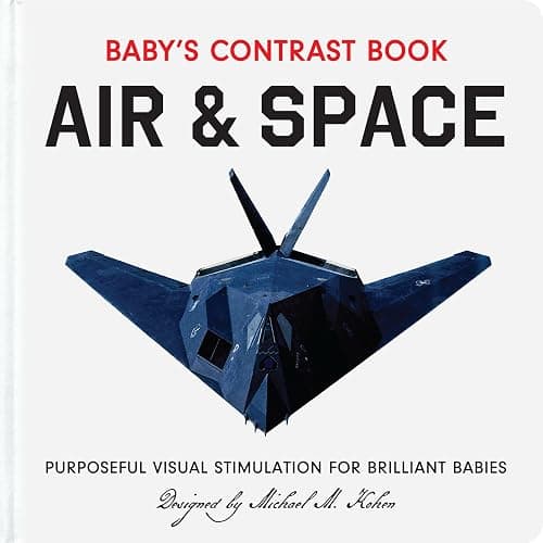 Air & Space: High-Contrast Board Book for Babies 0-12 Months, Supporting Early Visual Stimulation and Development. Featuring 20 Iconic Airplanes. Unique Baby Shower Gift. - Image 1