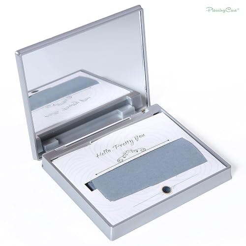 Makeup Mirror with Facial Oil Blotting Paper Sheets - Bamboo Charcoal 100 Counts, Silver Compact Folding Cosmetic Travel Mirror thumbnail 5