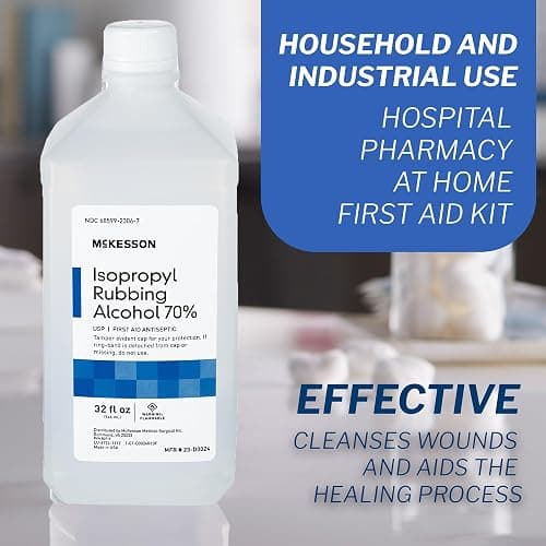 McKesson Isopropyl Rubbing Alcohol 70% [1 Count] USP First Aid Antiseptic, 32 oz thumbnail 2