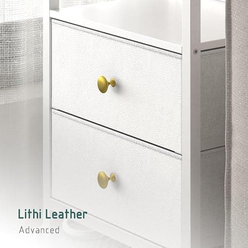 JOONEE White Nightstand with Outlet and LED Lights, Modern Bedside Table with Drawers, Small Night Table for Living Room, Bedroom thumbnail 7
