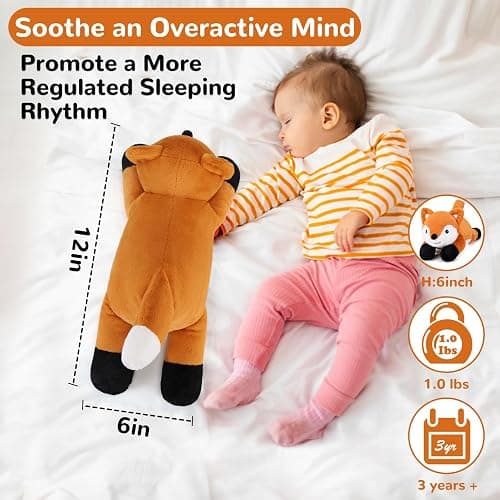 gnomantic Fox Weighted Stuffed Animals - 12 Inch 1.0 Pounds Weighted Plushies Fox - Small Plush Stuffed Animals Pillow - Cute Plush Toys Gifts for Kids & Adults thumbnail 2