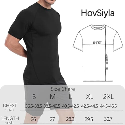 HovSiyla Men's Compression Shirts Cool Dry Short Sleeve Baselayer Athletic Workout T Shirts thumbnail 2