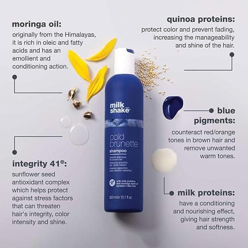 milk_shake Cold Brunette Blue Shampoo for Brunettes with Special Blue Pigments for Light Brown or Dark Blonde Hair SLES and Paraben Free - 10.1 Fl Oz (300 ml) thumbnail 3