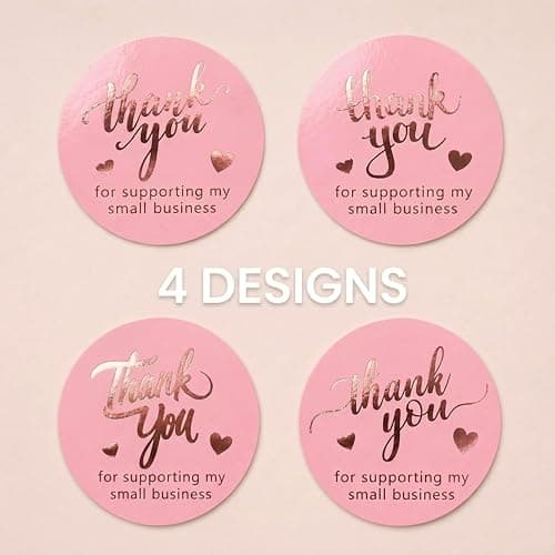 500 Pcs 1.5 Inch Pink and Rose Gold Thank You Stickers for Small Business, Small Business Packaging, Self-Adhesive & Waterproof Stickers with Beautiful Designs, Strong and Durable Envelope Seals thumbnail 3