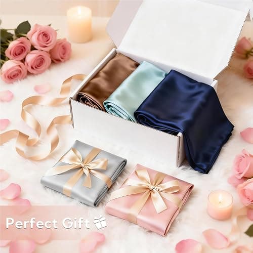 MR&HM Satin Pillowcase for Hair and Skin, Silk Satin Pillowcase 2 Pack, Queen Size Pillow Cases Set of 2, Silky Pillow Cover with Envelope Closure (20x30, Beige) thumbnail 2