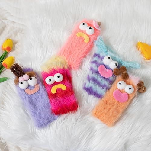 Kephay Coral Velvet Cartoon Monster Funny Socks for Women & Girls, 3D Novelty Face Winter Warm Thick Socks thumbnail 5