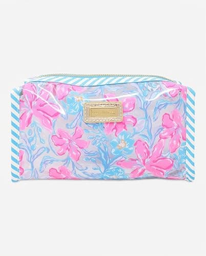 Lilly Pulitzer Vinyl Pouch, Beachside Haven | Cute, Semi-Clear, Water Resistant, Zipper Bag Pencil Case for Stationery, Small Toiletries, and Makeup thumbnail 7