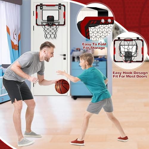 Indoor Basketball Hoop for Kids 5 6 7 8 9 10+Years Old Boys,Mini Basketball Hoop Over The Door Mini Hoop with Electronic Scoreboard & 3 Balls,Kids Basketball Hoop Sport Toys for Gift for Boys Age 5-10 thumbnail 5