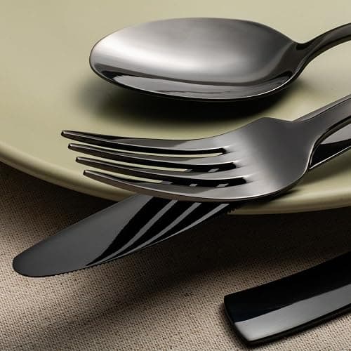 Alata Kate Black Mirror 40-Piece Silverware Set,Service for 8,Stainless Steel Flatware Set,Mirror Cutlery Set,Dishwasher Safe thumbnail 6