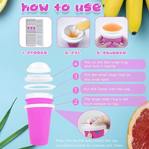 Hoinvaet Magic Slushy Maker Squeeze Cup Slushie Maker, Homemade Milk Shake Maker Cooling Cup Squee DIY Birthday Gifts for Kid (Pink) thumbnail 5