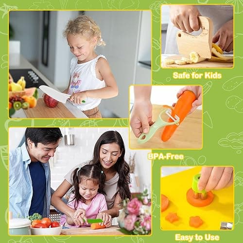 15PCS Montessori Kitchen Toys for Toddlers: Easter Basket Stuffers Gifts for Kids - Kids Safe Cooking Sets Real Knife Set for Real Cooking - Stocking Stuffers Birthday Gifts for Boy Girl thumbnail 7