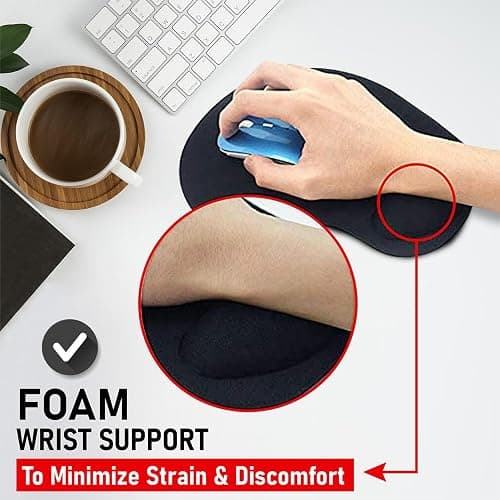 New Horrizon - Mouse Mat BLACK ANTI-SLIP COMFORT MOUSE PAD MAT WITH GEL FOAM REST WRIST SUPPORT FOR PC LAPTOP - Compatible with Laser and Optical Mice thumbnail 7