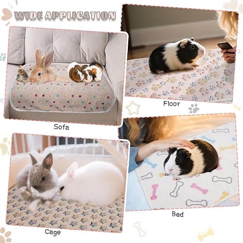 6 Pack Guinea Pigs Fleece Blankets, Soft Plush Mats for Rabbits Hamsters, Washable Small Pet Cage Bedding, Cozy Burrow & Snuggle Cover for Puppies Kittens Travel (26 x 14 Inch, Dark Color) thumbnail 6