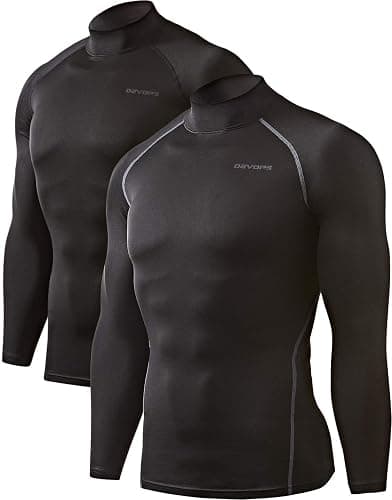 DEVOPS 2 Pack Men's Thermal Turtle Mock Neck Shirts, Compression Long Sleeve Tops and Hoodies - Medium - 1# (Basic_2 Pack) Black / Black - Image 1