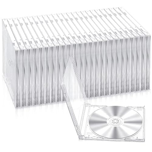 Kigley 25 Pcs 10.4 mm CD Jewel Cases Standard Single Clear CD Case DVD Cover Protection Replacement (Clear) - Image 1