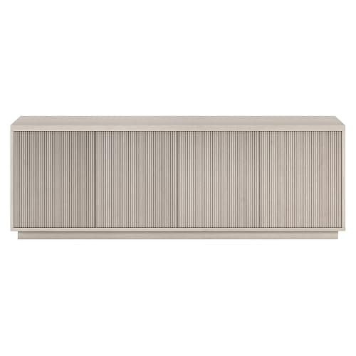 Henn&Hart Fluted TV Stand for TVs up to 75" with 2 Concealed Ribbed Storage Cabinets and Adjustable Shelves for Living Room, Family Room, or Office, Beech White thumbnail 4