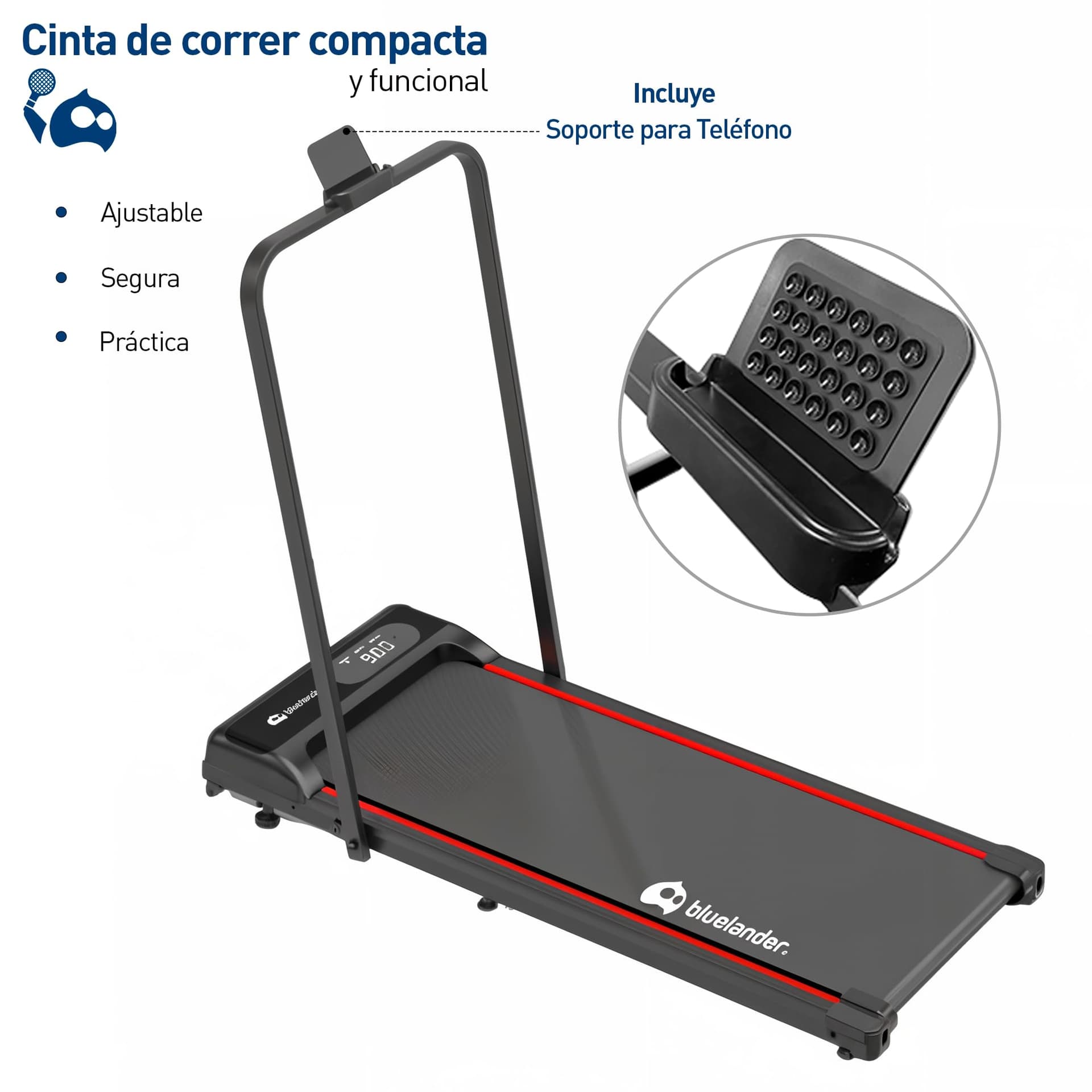 Bluelander Caminadora Electrica, Walking Pad con Asa, 100 * 48 * 120 cm, 110 V, Pantalla Digital, Caminadora Plegable, Portatil, Ideal para Oficina, Hogar, Cinta para Caminar (Walking Pad con Asa) thumbnail 2