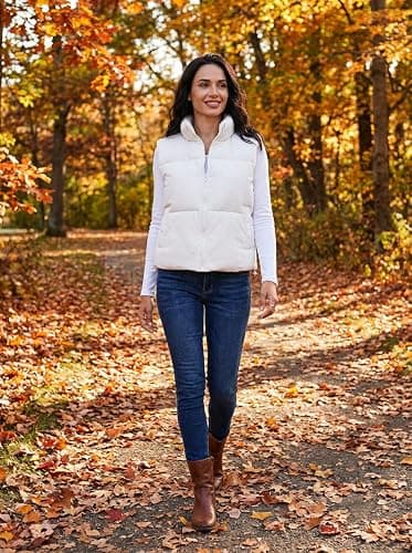 MEROKEETY Puffer Vest Women 2025 Fall Winter Sleeveless Jackets Lightweight Warm Stand Collar Quilted Zip Up Coat thumbnail 5