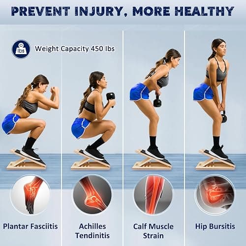 Portable Wooden Slant Board for Calf Stretching Squats Calf Stretcher Pilates Physical Therapy Equipment Adjustable Incline Board for Knees Ankle Heel Feet Leg thumbnail 4