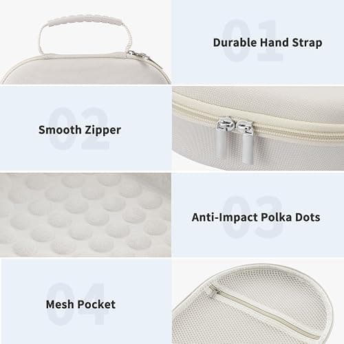 Case for Apple Airpods Max Headphones, Travel Portable Headphone Hard Case Cover Bag, Mesh Pouch with Zipper for Charger and Accessories (Starlight) thumbnail 3