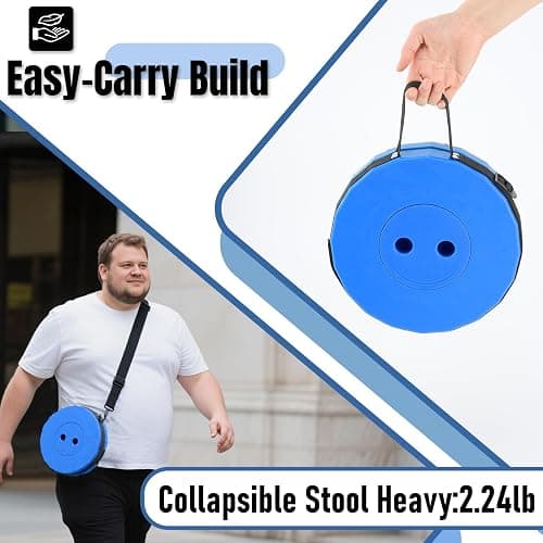 Doseno Upgraded Foldable Stool Thickened Set of 2, Portable Collapsible Stool Retractable Stool, Foldable Portable Collapsible Chair for Fishing, Hiking Tours, BBQ, Parties, Outdoor Activities (Blue) thumbnail 7
