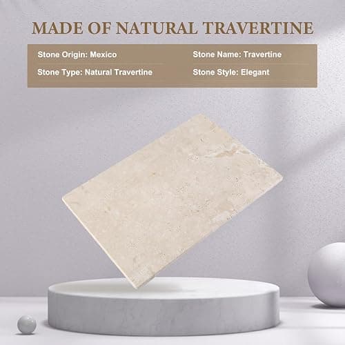 Koville Natural Travertine Marble Cutting Board for Kitchen Counter, 12" x 8" Real Stone Slab Marble Cheese Board for Home Decor, Stone Pastry Boards Bathroom Perfume Tray Candle Plate thumbnail 6