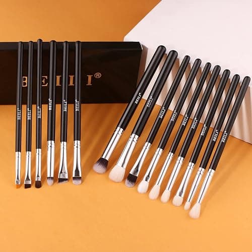 BEILI Eye Makeup Brushes 15pcs Eyeshadow Brushes Soft Synthetic-Natural Hair Eye Shadows Blending Concealers Eyebrow Eyeliner Professional Make Up Brushes Set thumbnail 2