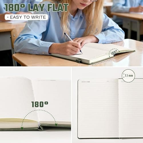 Ovesmusl Journal for Girls Women Journals for Writing 100GSM A5 Leather Notebook for Girls Ages 8-12 College Ruled 192 Pages Flower Diary with Heart-Shaped Shadow 8.3" x 5.7", Green thumbnail 5