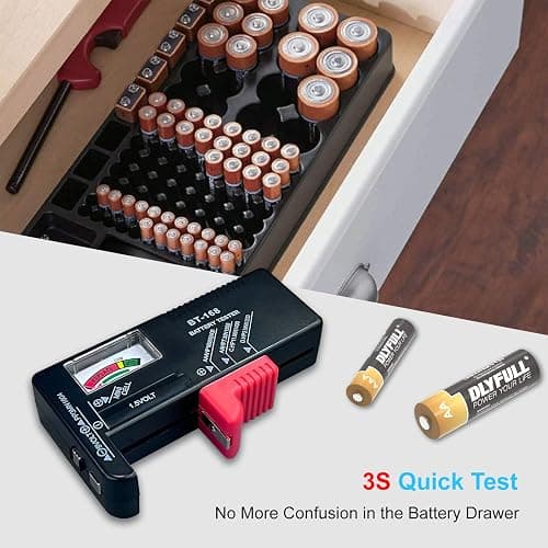 Dlyfull Battery Tester, Small Battery Testers Universal Battery Checker for AAA AA C D 9V 1.5V Button Cell Household Batteries thumbnail 6
