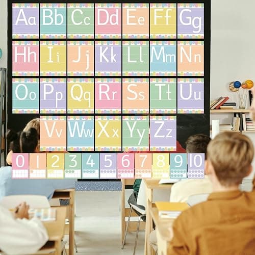 Stamiratiy 37 Pcs Pastel ABC Alphabet for Classroom Wall ABC Posters and 0-10 Number Cards Pastel Bulletin Board Letters Number Line for Classroom (Pastel ABC) thumbnail 2