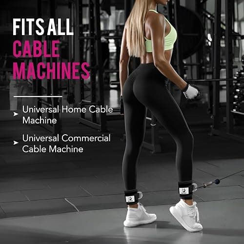 Slim Panda Ankle Straps for Cable Machine, Ankle Cuffs for Kickbacks, Glute Kickback Ankle Strap for Glute Workouts, Adjustable Leg Straps with D-Rings for Hip Abductors, Curls, Leg Extension thumbnail 5