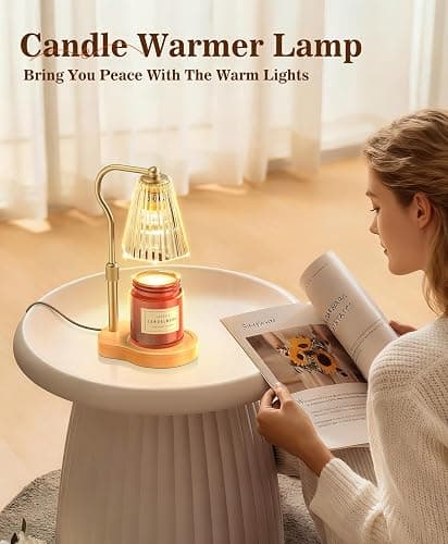 Candle Warmer Lamp, Wax Melt Warmer with 2 Bulbs for Scented Jar Candles, with Timer Dimmer Adjustable Height, Home Decor Gift for Girl Friend Mom Sister Women, No Flame No Smoke Warming Light, Amber thumbnail 7
