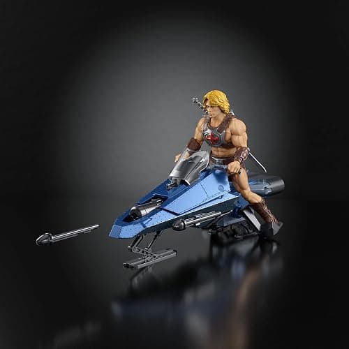 Masters of the Universe Vehicle & Figure 5.5 Inch Scale, Universe He-Man and Sky Sled Pack, 2026 Movie Accurate, Blaster & Projectiles (Amazon Exclusive) thumbnail 4