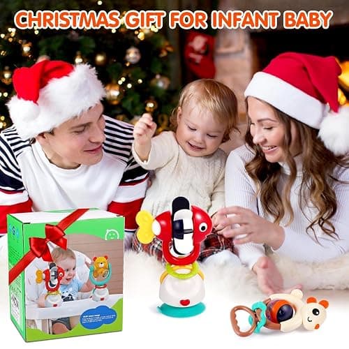 Baby Toys 6-12 Months Infant Toys Set of 3 High Chair Suction Cup Rattle Teething Toys for Baby 6 7 9 12-18 Months 2-in-1 Sensory Development Tray Toy Baby Gifts for Boys Girls thumbnail 8