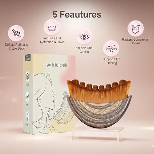 Lymphatic Contour Face Brush, Ergonomic Lymphatic Drainage Massager, Natural Makeup Brushes with Gentle Bristles, Hypoallergenic Manual Facial/Body Brush for Sculpting thumbnail 5