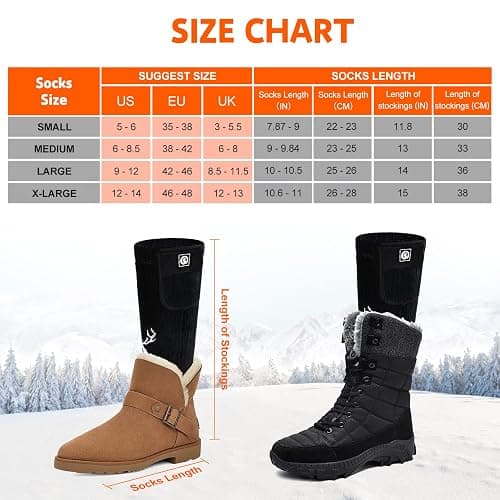 SNOW DEER Upgraded Rechargeable Electric Heated Socks,7.4V 2200mAh Battery Powered Cold Weather Heat Socks for Men Women,Outdoor Riding Camping Hiking Motorcycle Skiing Warm Winter Socks thumbnail 5