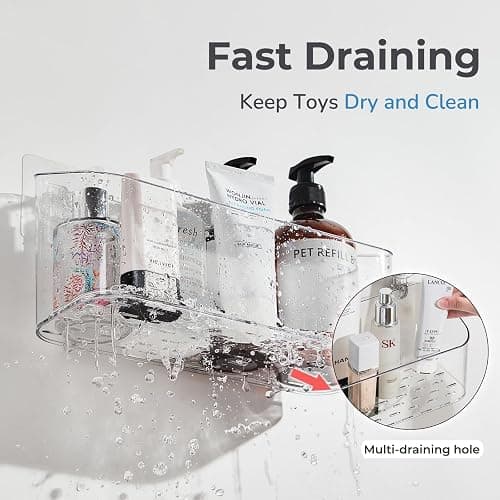 CQUNM Bath Toy Storage Holder for Bathtub, Clear Bath Toy Organizer Large Capacity Bathtub Toy Storage Shower Caddy for Bathroom (2 Large) thumbnail 4