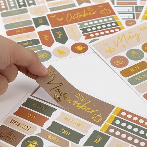 ZICOTO Ultimate All-in-One Journaling Kit - Incl. Journal Notebook With Linen Hardcover and Dotted Pages, Stencils, Stickers, Washi Tapes, Paper Clips and More Bullet Checklist Supplies thumbnail 8