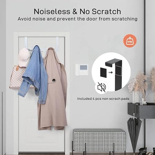 Optish Over The Door Hooks, Door Hanger Hooks for Hanging, Over The Doors Towel Racks for Bathroom with 12 Coat Hook, Coat Rack Bathroom Accessories（1 Pack, White） thumbnail 3