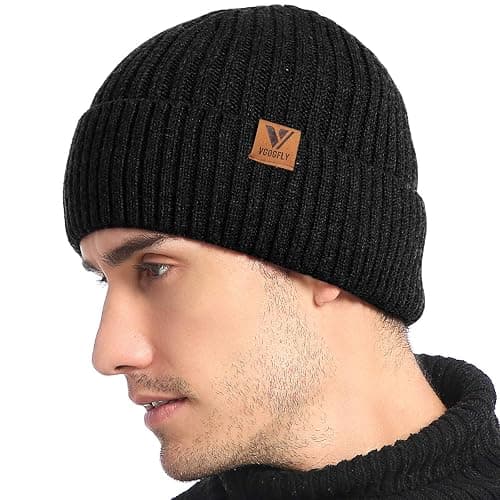 Vgogfly Lined Men Beanie Slouchy Knit Skull Cap Warm Stocking Hats Guys Women Striped Winter Beanie Hat - Image 1